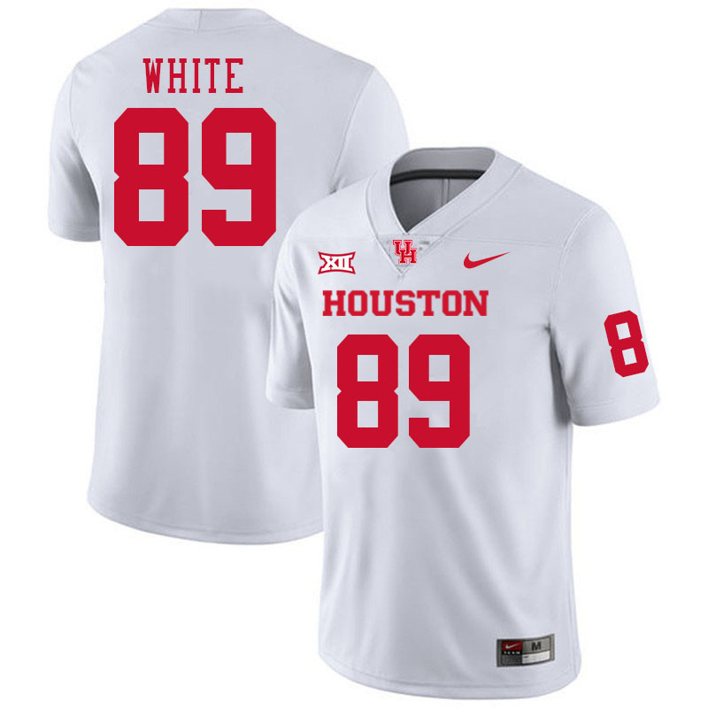 Men #89 Kolby White Houston Cougars College Football Jerseys Stitched-White